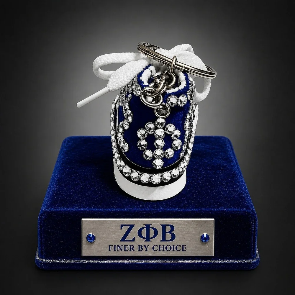 Zeta Phi Beta Keychain Clear Rhinestone Custom‎ Made Shoe